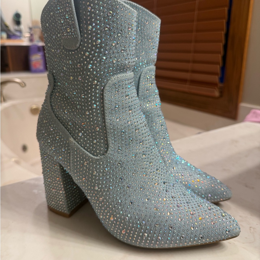 Sparkling Blue Ankle Boots